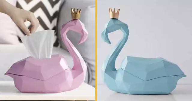 distributeur-mouchoirs-flamant-rose-origami