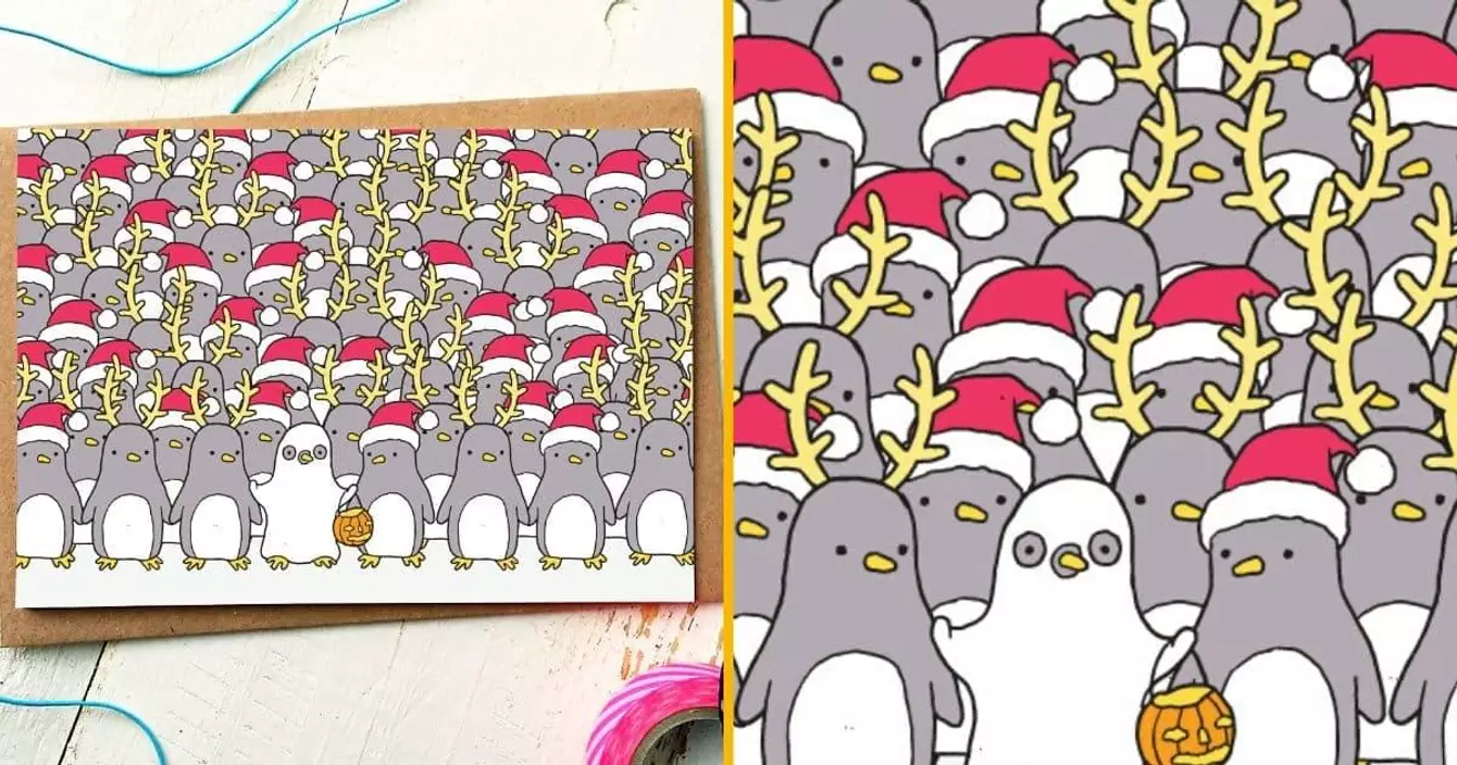 carte-de-noel-avec-plein-de-petits-pingouins-dont-un-qui-na-clairement-pas-compris-que-cetait-noel