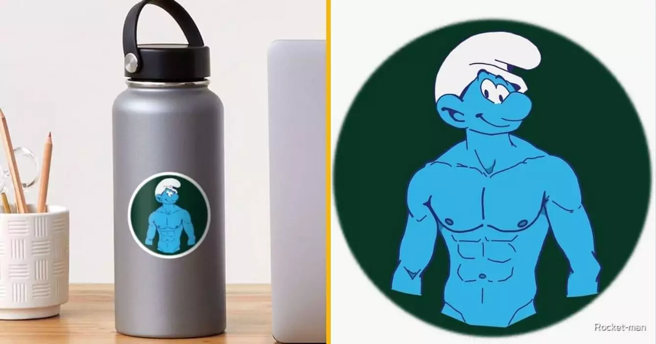 autocollant-schtroumpf-muscle