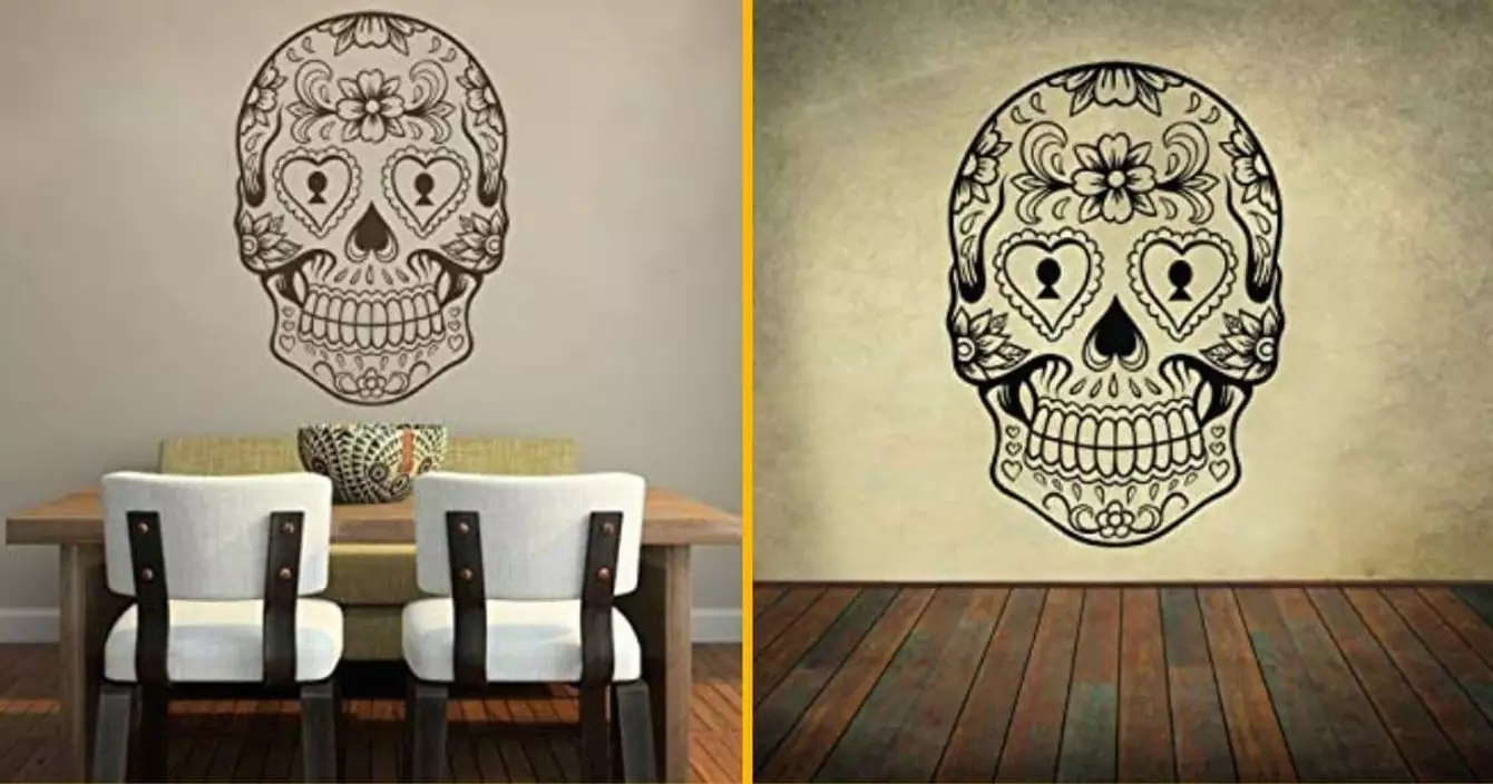 autocollant-mural-tete-de-mort-mexicaine