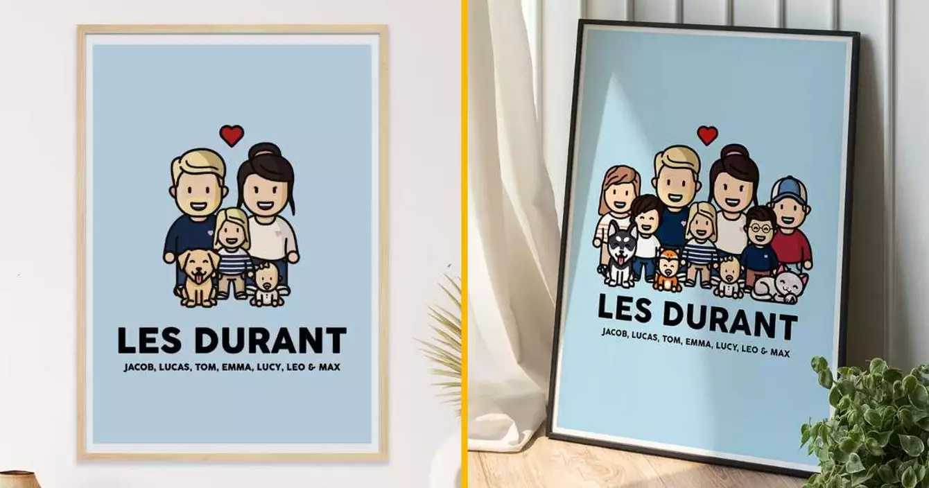 affiche-famille-figurine-personnalisee