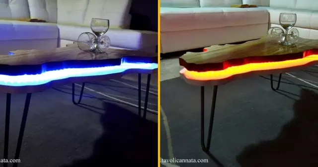 table-basse-melange-bois-led