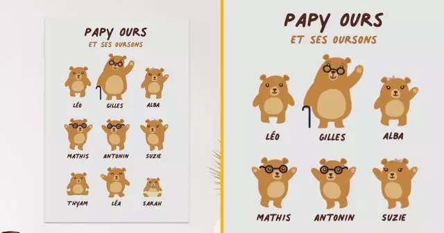 affiche-personnaliser-papy-ours-oursons