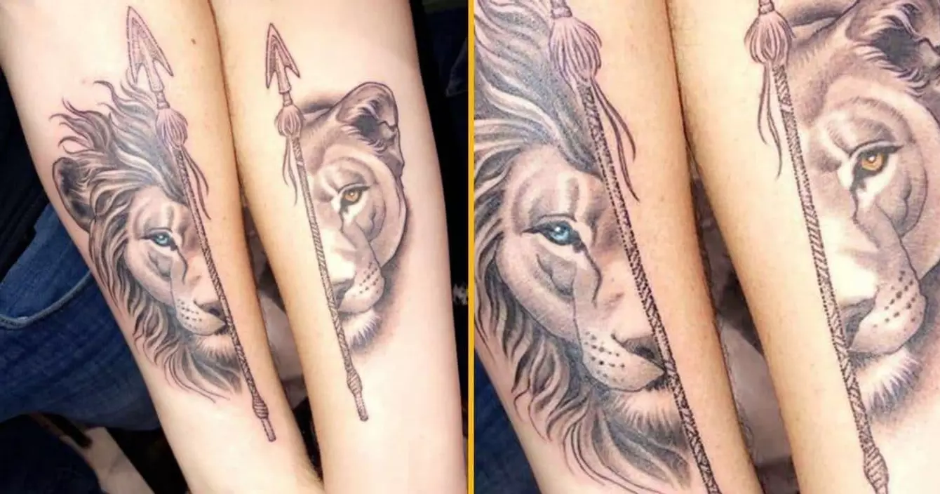 tatouage-couple-lion-lionne