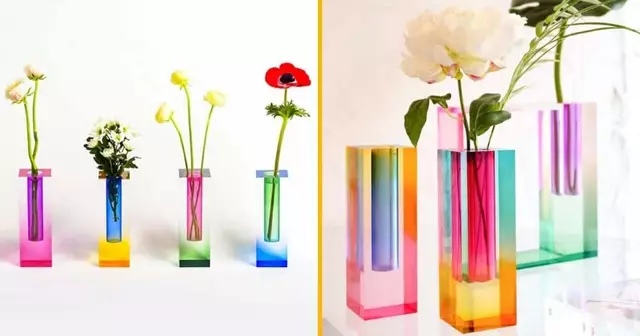 vases arc en ciel bureau
