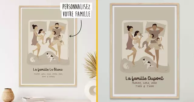 affiche-personnalisee-famille-lit