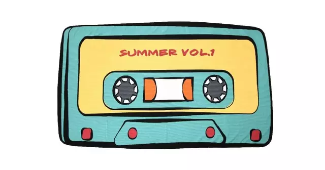 serviette-plage-cassette-audio-vintage