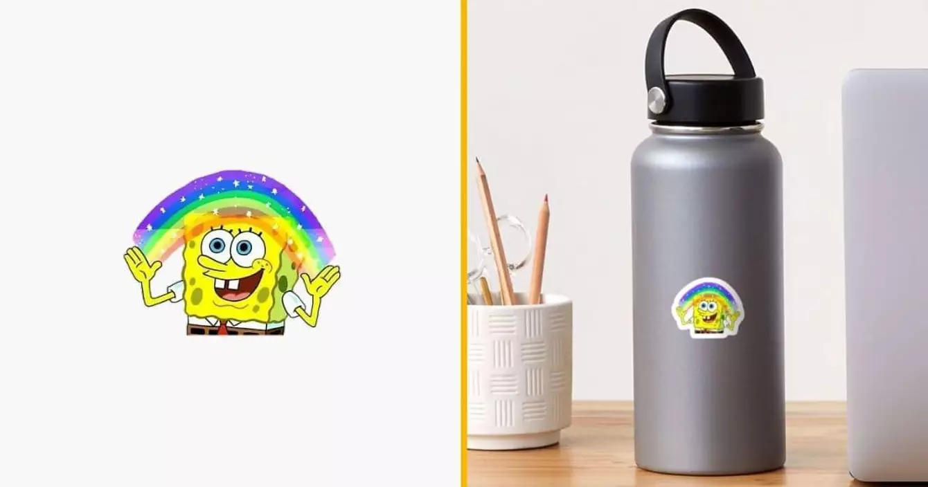 autocollant-bob-eponge-arc-en-ciel