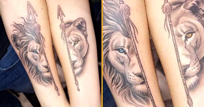 tatouage-couple-lion-lionne