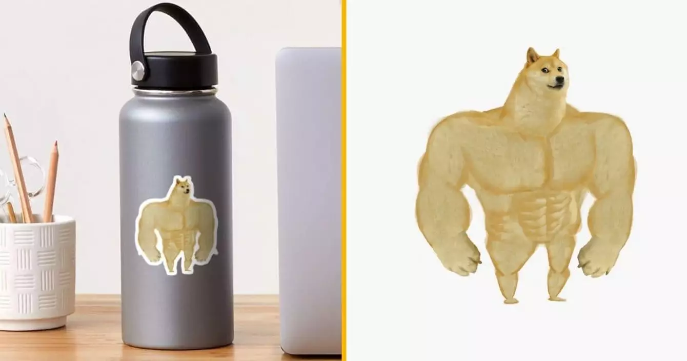 autocollant-swole-doge-chien-muscle