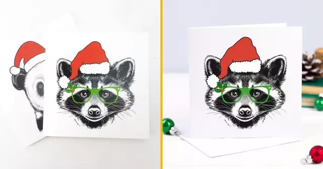 carte-avec-un-raton-laveur-de-noel