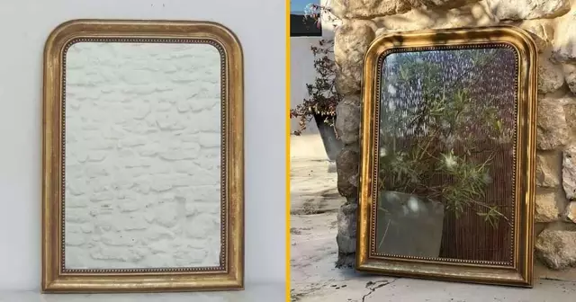 miroir dore dessus cheminee