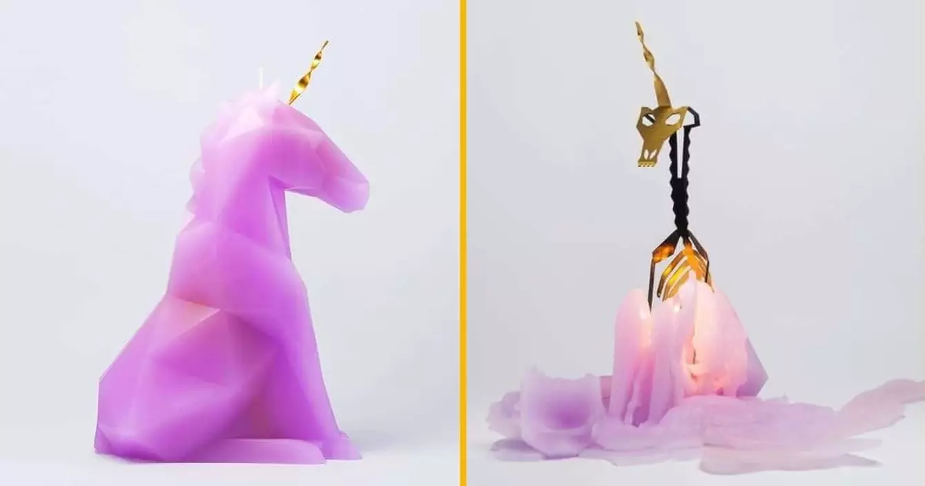 bougie licorne squelette